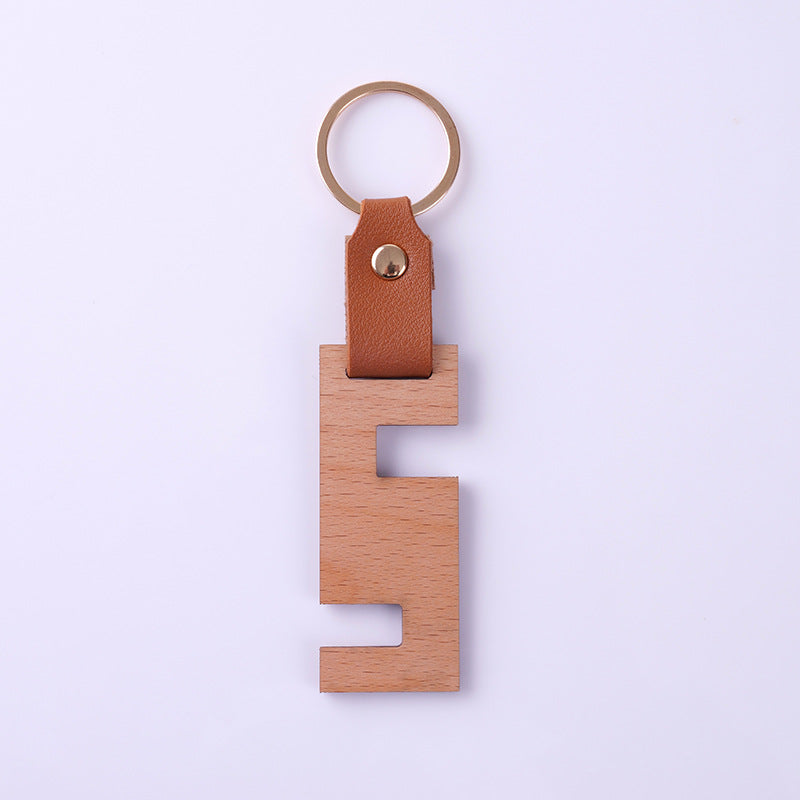 Wholesale Blank DIY Wood Sign Leather Wooden Keychain